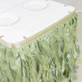 14ft Sage Green Curly Willow Taffeta Table Skirt