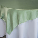 72" x 72" Sage Green Satin Square Tablecloth Overlay