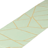 9ft Sage Green With Gold Foil Geometric Pattern Table Runner