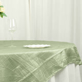 72x72inch Sage Green Accordion Crinkle Taffeta Table Overlay, Square Tablecloth Topper