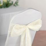 5 Pack | 6inchesx106inches Accordion Crinkle Taffeta Chair Sashes - Ivory