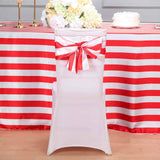 5 Pack | 6" x 108 " | Red & White | Stripe Satin Chair Sashes