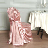 Dusty Rose Satin Self-Tie Universal Chair Cover, Folding, Dining, Banquet and Standard