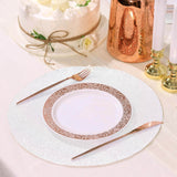 6 Pack | Iridescent Sparkle Placemats, Non Slip Decorative Round Glitter Table Mat