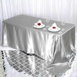 90x132Inch Silver Satin Seamless Rectangular Tablecloth