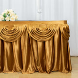 14ft Gold Pleated Satin Double Drape Table Skirt