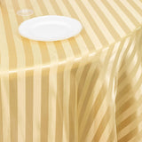 120inch Champagne Satin Stripe Seamless Round Tablecloth