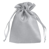 Silver satin drawstring gift bag for special occasions #whtbkgd