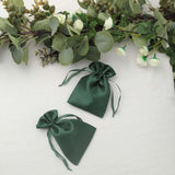 12 Pack | 4x6inch Hunter Emerald Green Satin Wedding Party Favor Bags, Drawstring Pouch Gift Bags
