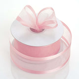 25 Yards 1.5" Blush & Rose Gold Organza Ribbon With Satin Edges#whtbkgd