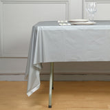 Silver Rectangle Plastic Table Cover, 54inchx108inch PVC Disposable Tablecloth