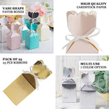 25 Pack | Blush Floral Top Satin Ribbon Party Favor Candy Gift Boxes