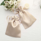 12 Pack | 6inch x 9inch Beige Satin Drawstring Wedding Party Favor Gift Bags