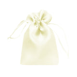 Satin drawstring bag in soft cream color on a plain background #whtbkgd