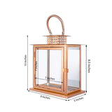 Blush/Rose Gold Cage Top Stainless Steel Candle Lantern Centerpiece Outdoor Metal Patio Lantern