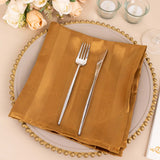 5 Pack Gold Striped Satin Linen Napkins, Wrinkle-Free Reusable Wedding Napkins