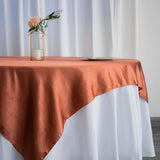 72" x 72" Terracotta (Rust) Satin Square Tablecloth Overlay