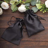 12 Pack | 6inch x 9inch Black Satin Drawstring Wedding Party Favor Gift Bags