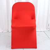 Red Satin Rosette Spandex Stretch Fitted Folding Chair Cover