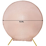 7.5ft Metallic Blush Rose Gold Sequin Round Wedding Arch Cover, Shiny Photo Backdrop Stand Cover