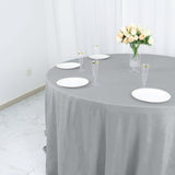 132inch Silver Accordion Crinkle Taffeta Seamless Round Tablecloth