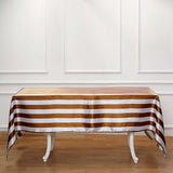 60"x102" Gold White Stripe Satin Rectangle Tablecloth