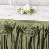 14ft Eucalyptus Sage Green Pleated Satin Double Drape Table Skirt