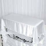 72x120 White Satin Rectangular Tablecloth