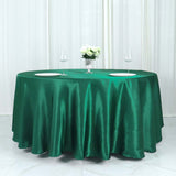 108" Hunter Emerald Green Satin Round Tablecloth