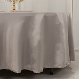 108" Silver Lamour Satin Round Tablecloth