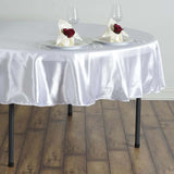 90" White Satin Round Tablecloth