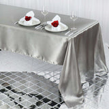 60"x126" Silver Satin Rectangular Tablecloth