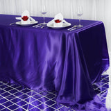 90x156 Purple Satin Rectangular Tablecloth