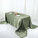 90inch x 156inch Eucalyptus Sage Green Satin Rectangular Tablecloth