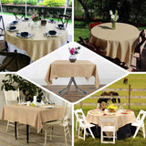 54"x54" Natural Faux Burlap Square Tablecloth, Boho Chic Jute Table Linen