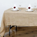 Natural Seamless Rustic Burlap Rectangle Tablecloth, Boho Chic Jute Table Linen