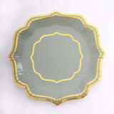 25 Pack White Sage Green 10inch Scallop Rim Dinner Party Paper Plates, Disposable Plates