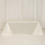 90"x132" Shimmer Pearl White Scuba Rectangle Tablecloth, Wrinkle Free Seamless Premium