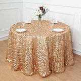 120inch Matte Champagne Big Payette Sequin Round Tablecloth - Premium Collection