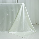 Scuba Rectangular Tablecloth 90×156inch Pearl White Rhinestone Accents – Seamless, Wrinkle-Free