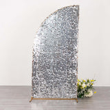 7ft Silver Double Sided Big Payette Sequin Chiara Wedding Arch Cover For Half Moon Backdrop Stand