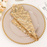 Champagne Wave Embroidered Sequin Mesh Dinner Napkin, Reusable Decorative Napkin