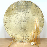 Champagne Double Sided Big Payette Sparkle Sequin Round Arch Cover, Shiny Shimmer Backdrop Cover