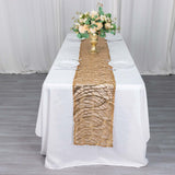 12x108inch Gold Wave Mesh Table Runner With Embroidered Sequins