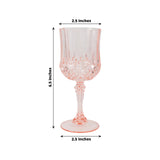 6 Pack 8oz Blush Crystal Cut Reusable Plastic Cocktail Goblets, Shatterproof Wine Glasses