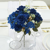 2 Pack 12inch Navy Blue Silk Assorted Peony Flower Arrangements, Artificial Floral Bouquets