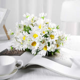 4 Bushes | 11inch White Artificial Silk Daisy Flower Bouquet Branches