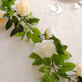 2 Pack 7ft Cream Ivory Artificial Silk Flower Garland Rose Vines 26 Flower Heads