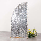 6ft Silver Double Sided Big Payette Sequin Chiara Wedding Arch Cover For Half Moon Backdrop Stand