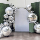 4-Pack 39 Silver 4D Orbz Balloons, Metallic Mylar Foil Sphere Balloons for Party Supplies